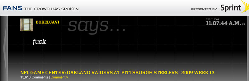 Illustration for article titled NFL.com Gives The Fans A (Stupid, Racist) Voice